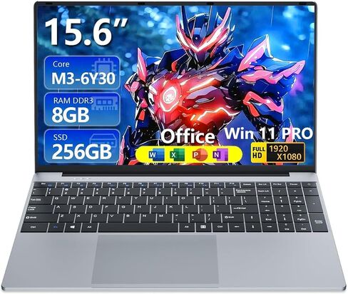 15.6 inch Laptop with Core M3-6Y30 Processor Laptop Computer 8GB RAM 256GB SSD, 180°Open Lap Top, FHD 1920*1080, WiFi5, BT4.2, USB3.0, Mini HDMI, Win 11 Pro Laptop for Business Office Student in Saudi Arabia