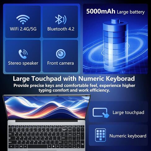 15.6 inch Laptop with Core M3-6Y30 Processor Laptop Computer 8GB RAM 256GB SSD, 180°Open Lap Top, FHD 1920*1080, WiFi5, BT4.2, USB3.0, Mini HDMI, Win 11 Pro Laptop for Business Office Student in Saudi Arabia