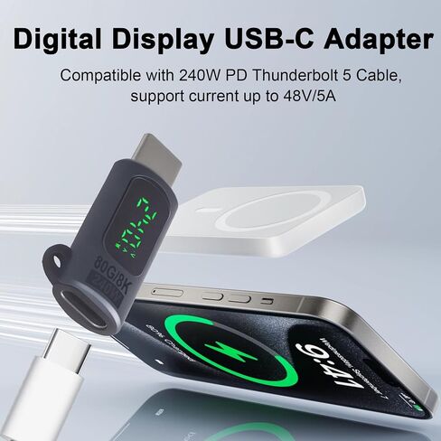 Poyiccot USB C Extension Adapter 80Gbps, 240W Charging, 8K@60Hz Video, USB C Extender Digital Display Thunderbolt 5 Adapter for Headphone, Hub, Laptops,Game Controller,OTG Phone, Grey 2pcs in Kuwait