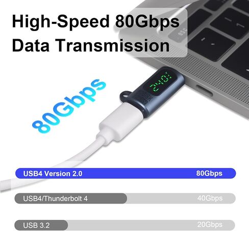 Poyiccot USB C Extension Adapter 80Gbps, 240W Charging, 8K@60Hz Video, USB C Extender Digital Display Thunderbolt 5 Adapter for Headphone, Hub, Laptops,Game Controller,OTG Phone, Grey 2pcs in Kuwait