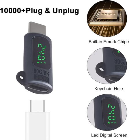 Poyiccot USB C Extension Adapter 80Gbps, 240W Charging, 8K@60Hz Video, USB C Extender Digital Display Thunderbolt 5 Adapter for Headphone, Hub, Laptops,Game Controller,OTG Phone, Grey 2pcs in Kuwait