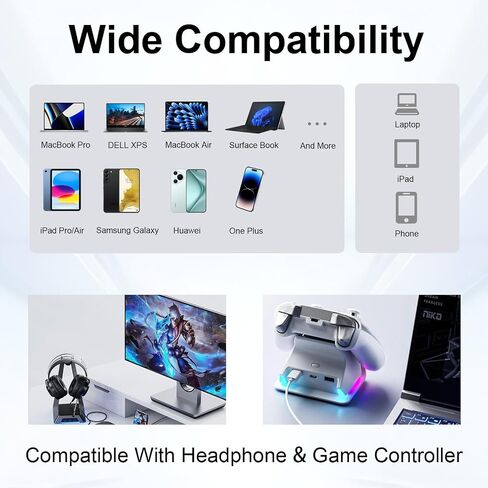 Poyiccot USB C Extension Adapter 80Gbps, 240W Charging, 8K@60Hz Video, USB C Extender Digital Display Thunderbolt 5 Adapter for Headphone, Hub, Laptops,Game Controller,OTG Phone, Grey 2pcs in Kuwait