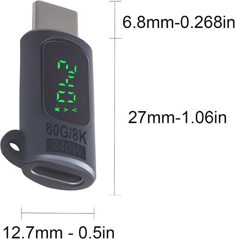 Poyiccot USB C Extension Adapter 80Gbps, 240W Charging, 8K@60Hz Video, USB C Extender Digital Display Thunderbolt 5 Adapter for Headphone, Hub, Laptops,Game Controller,OTG Phone, Grey 2pcs in Kuwait