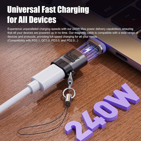 USB C Magnetic Adapter 240W(2Pack), Can Be Type C Cable Into Magnetic USB C Charging Cable, Magnetic Type C Adapter PD3.1 Fast Charging for iPhone/Xiaomi/iPad Pro/Rog Ally/Tablet, Stright in Kuwait