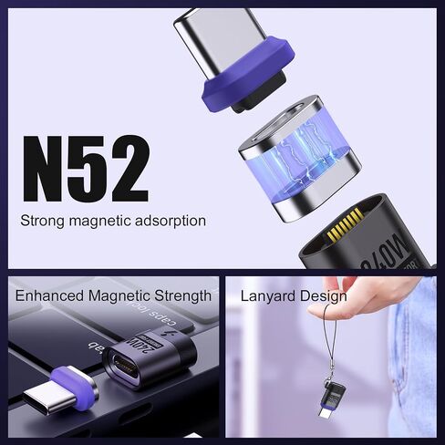 USB C Magnetic Adapter 240W(2Pack), Can Be Type C Cable Into Magnetic USB C Charging Cable, Magnetic Type C Adapter PD3.1 Fast Charging for iPhone/Xiaomi/iPad Pro/Rog Ally/Tablet, Stright in Kuwait