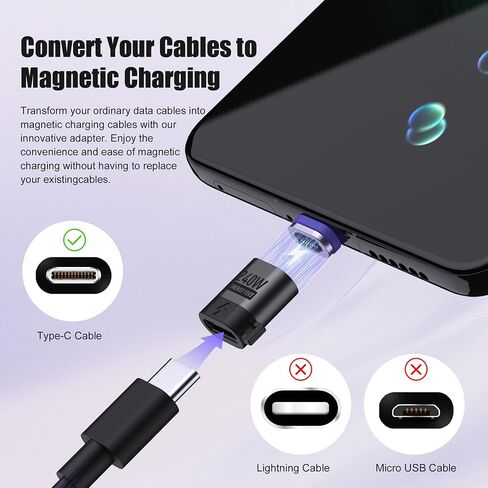 USB C Magnetic Adapter 240W(2Pack), Can Be Type C Cable Into Magnetic USB C Charging Cable, Magnetic Type C Adapter PD3.1 Fast Charging for iPhone/Xiaomi/iPad Pro/Rog Ally/Tablet, Stright in Kuwait