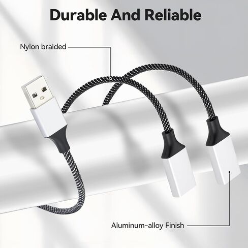 aceyoon USB Splitter 1 in 4 Out Braided Durable 1.6FT 5W USB Male to 4 USB Female OTG Hub Adapter 480Mbps Data Transfer USB2.0 Multi Port Extension Cable for Phone/Keyboard/Laptop/Printer in Kuwait