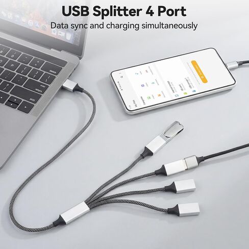 aceyoon USB Splitter 1 in 4 Out Braided Durable 1.6FT 5W USB Male to 4 USB Female OTG Hub Adapter 480Mbps Data Transfer USB2.0 Multi Port Extension Cable for Phone/Keyboard/Laptop/Printer in Kuwait