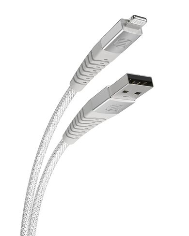 Scosche Strikeline 4ft USB A to Lightning Cable, MFi Certified Heavy Duty Braided iPhone Charger Cord with Reinforced Connector Housing, Fast Charging Compatible with iPhone, iPad & More, White in Kuwait