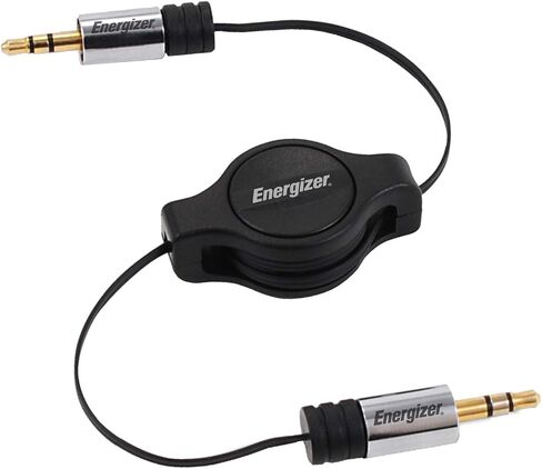 Energizer Ultimate AUX Cable 4ft Retractable Auxiliary 3.5mm Audio Cord for Car Male to Male, Black 4 Feet in Kuwait