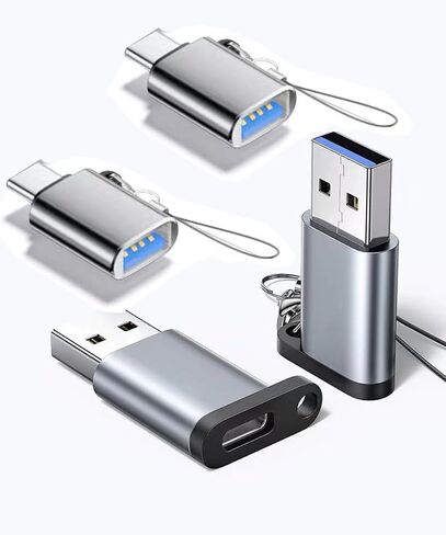 USB to USB C Adapter 4 Pack, Type C Male to A 3.0 Female OTG Converter x 2, USB C Female to A Male x 2 for Galaxy S23 S24 iPhone 16/15 in Kuwait