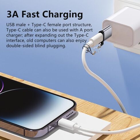 USB to USB C Adapter 4 Pack, Type C Male to A 3.0 Female OTG Converter x 2, USB C Female to A Male x 2 for Galaxy S23 S24 iPhone 16/15 in Kuwait