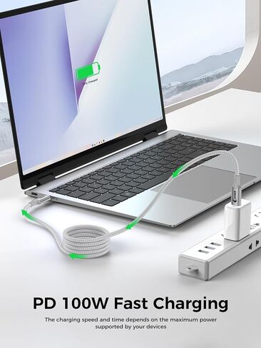 MFi Certified USB C to Lightning Cable 2m (6.6ft), 100W PD Fast Charging Magnetic Braided Cord, Suitable for iPhone 14 13 12 11 Pro Max, Plus, SE, iPad, AirPods, 480Mbps Data Sync, Silver in Kuwait