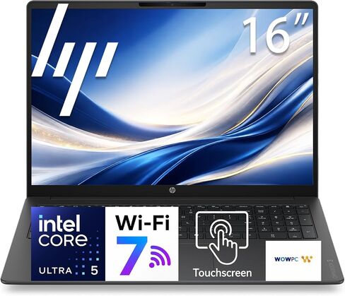 HP OmniBook 3 16 AI Touchscreen Laptop, 16" 2K WUXGA IPS Display, Intel Core Ultra 5 225U, 16GB RAM, 512GB PCIe SSD, Wi-Fi 7, FHD Webcam, Numeric Keypad, Dual USB-C, Windows 11 Home in Kuwait