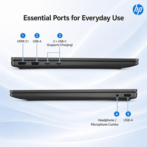 HP OmniBook 3 16 AI Touchscreen Laptop, 16" 2K WUXGA IPS Display, Intel Core Ultra 5 225U, 16GB RAM, 512GB PCIe SSD, Wi-Fi 7, FHD Webcam, Numeric Keypad, Dual USB-C, Windows 11 Home in Kuwait