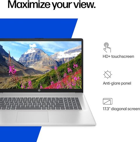 HP 17 Inch Laptop Touchscreen Computer, 17.3 HD+ Business Laptop AI PC, Intel Core 5(10-Core, Beat i7-1355U), Customized RAM(16GB/32GB/64GB)+SSD(1TB /2TB), Windows 11 Pro,10-Key Backlit Keyboard in Kuwait