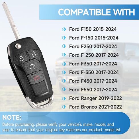2Pcs Smart Key Fob Replacement Remote fits for Ford F-150 2015-2024 F-250/F-350/F-450/F-550 2017-2024 Ranger 2019-2022 Bronco 2021-2022 Car Keyless Entry Remote N5F-AO8TDA 902Mhz 49 in Kuwait