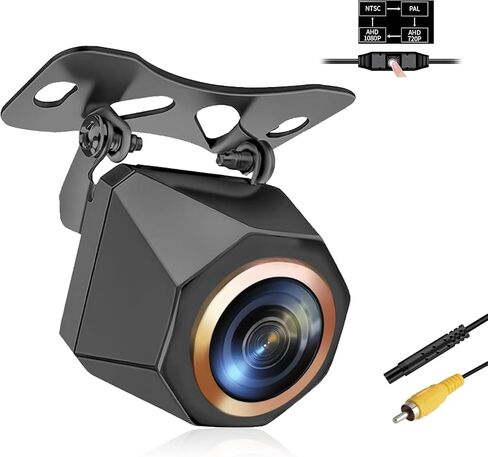 1080P Backup Camera for Car, 3MP 170° AHD CVBS Universal Rear View Camera with Night Vision & 4 Modes,12-24V, IP68K, Guide Line, Mirror/Normal Switch,Rear/Front/Side cam for car,SUV,truck, large truck in Kuwait