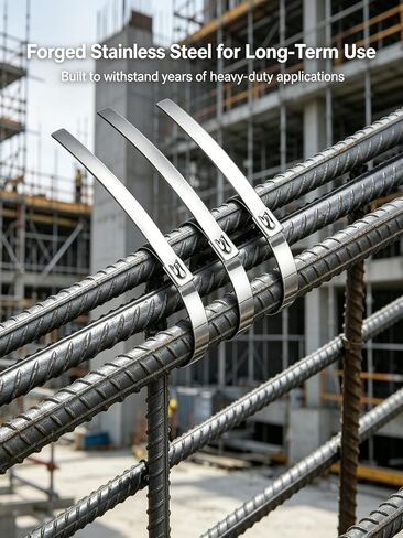 25Pcs Metal Zip Ties, 304 Stainless Steel 11.8 Inch Heavy Duty Self-Locking Cable Ties for Outdoor, Machinery, Vehicles, Farms, Fence, UV Resistant Rustproof in Kuwait