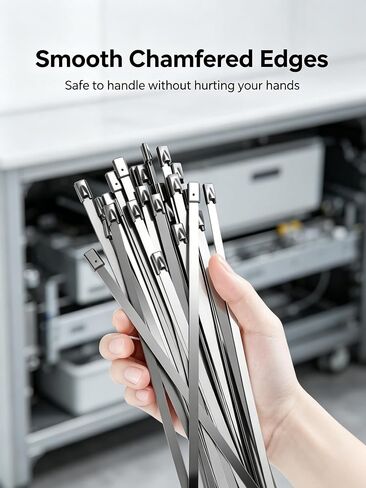25Pcs Metal Zip Ties, 304 Stainless Steel 11.8 Inch Heavy Duty Self-Locking Cable Ties for Outdoor, Machinery, Vehicles, Farms, Fence, UV Resistant Rustproof in Kuwait