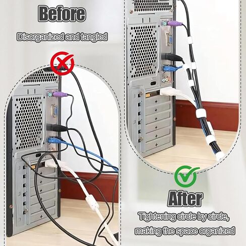 Adjustable Cable Ties, Reusable Hook-and-loop Fastener Ties for Cable Organization, Wire Management, and Wire Storage (Black) in Kuwait