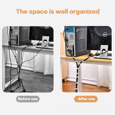 Adjustable Cable Ties, Reusable Hook-and-loop Fastener Ties for Cable Organization, Wire Management, and Wire Storage (Black) in Kuwait