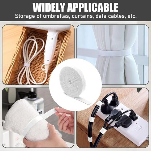 Adjustable Cable Ties, Reusable Hook-and-loop Fastener Ties for Cable Organization, Wire Management, and Wire Storage (Black) in Kuwait