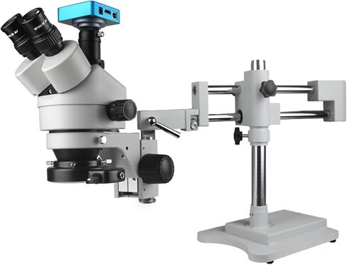Professional 3.5X-90X Double Boom Zoom Simul Focal Trinocular Stereo Microscope Industrial Camera for Phone PCB Repair,B White in Saudi Arabia