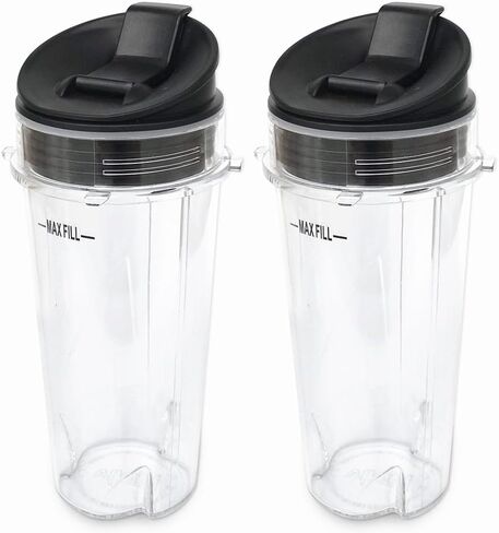 2x 16oz Single Serve Cup with Lid for Nutri Ninja Blender BL660 BL663 BL740 BL770 BL780 BL810 in Kuwait