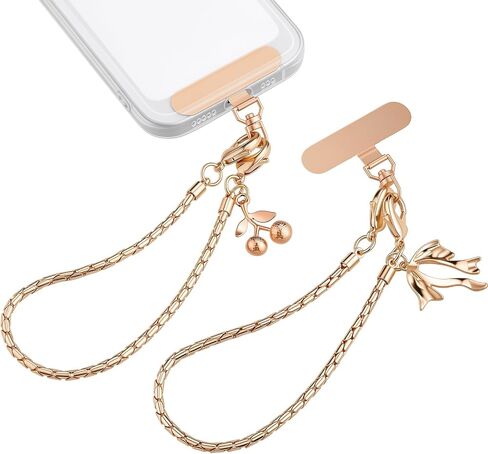 BESARME 2 Pack Phone Wrist Strap Gold Metal Phone Charms in Kuwait
