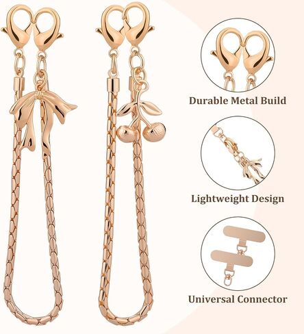 BESARME 2 Pack Phone Wrist Strap Gold Metal Phone Charms in Kuwait