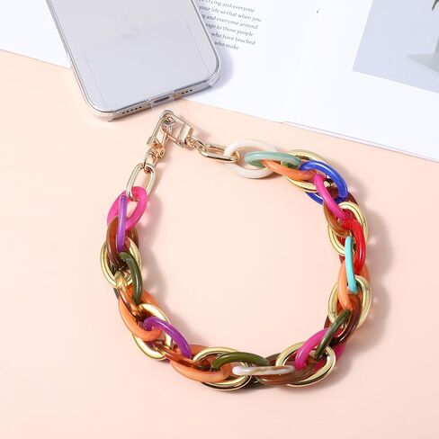 Ymapinc Colorful Cell Phone Chain Wrist Strap for Women - Acrylic Strap Charm Cell Phone Accessories Wrist Lanyard in Kuwait