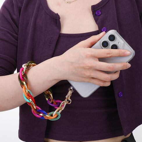 Ymapinc Colorful Cell Phone Chain Wrist Strap for Women - Acrylic Strap Charm Cell Phone Accessories Wrist Lanyard in Kuwait