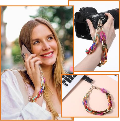 Ymapinc Colorful Cell Phone Chain Wrist Strap for Women - Acrylic Strap Charm Cell Phone Accessories Wrist Lanyard in Kuwait