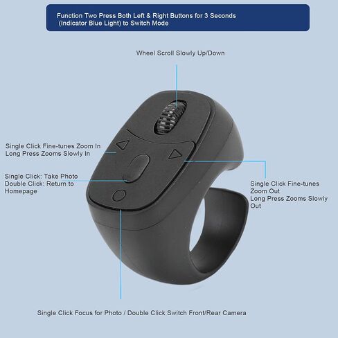LICAEVEY Bluetooth Scrolling Ring Remote Control, Camera Shutter & Page Turner for TikTok, Hands Free Video Liking & Zoom Control for Phone in Kuwait