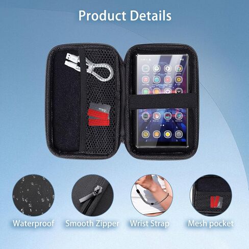 Carrying Case for MECHEN X56 MP3 with 2 Pack Soft Screen Protectors - Hard Shell Protective Carrying Case, Portable Travel Storage Bag with Carabiner | Anti-scrathes&Shockproof in Kuwait