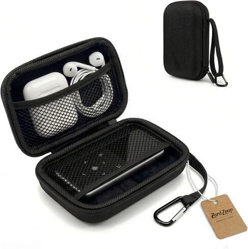 MP3 Player Carrying Case Compatible with AiMoonsa 1.8 Inch MP3 Player, Hard Shell Zipper Case with Dual Mesh Pockets and Carabiner Clip, Portable Storage for Earphones and USB Cable, Black in Kuwait