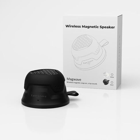 MagTek Powerful Compact Bluetooth Wireless Speaker with Magnetic Mounting Base Connects to Back of Phone or Steel Surface and Carabiner Clip in Off-White in Kuwait