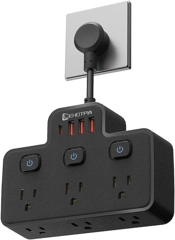 Short Extension Cord,Power Strip 6 Widely Outlets with 4 USB Ports.(White) in Kuwait