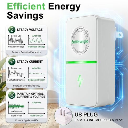 Power Plug Pro Energy Saver Plug | Stop Watt Electricity Saving Box to Reduce Bill | Smart Plug for Voltage Optimization & Surge Protection | Home Office Compact Plug and Play in Kuwait