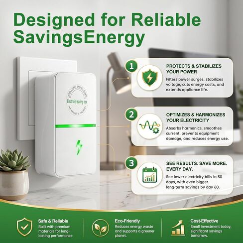 Power Plug Pro Energy Saver Plug | Stop Watt Electricity Saving Box to Reduce Bill | Smart Plug for Voltage Optimization & Surge Protection | Home Office Compact Plug and Play in Kuwait
