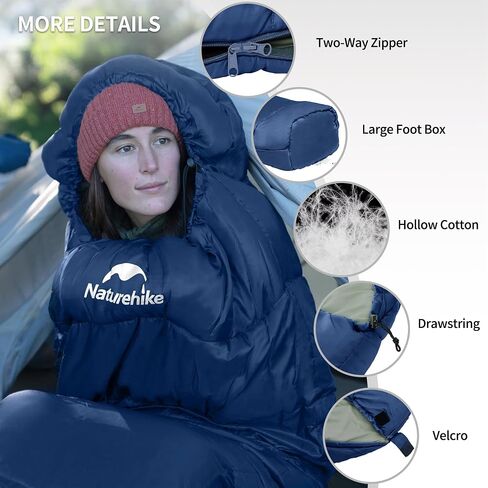 Naturehike Sleeping Bags for Adults, 23-39℉ Mummy Backpacking Sleeping Bag, 0 Degree Lightweight Sleeping Bag Warm for Camping, Hiking (Navy, Medium) in Saudi Arabia