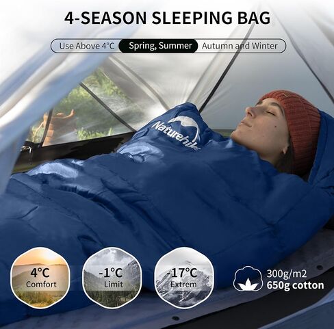 Naturehike Sleeping Bags for Adults, 23-39℉ Mummy Backpacking Sleeping Bag, 0 Degree Lightweight Sleeping Bag Warm for Camping, Hiking (Navy, Medium) in Saudi Arabia