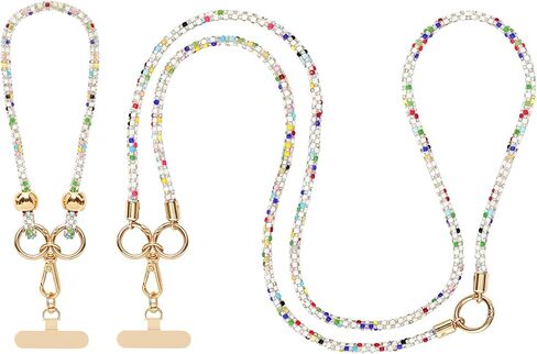 2PCS Crystal Phone Strap Set Anti Theft Crossbody Wrist Neck Lanyard in Saudi Arabia