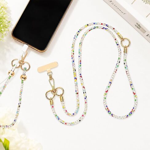 2PCS Crystal Phone Strap Set Anti Theft Crossbody Wrist Neck Lanyard in Saudi Arabia