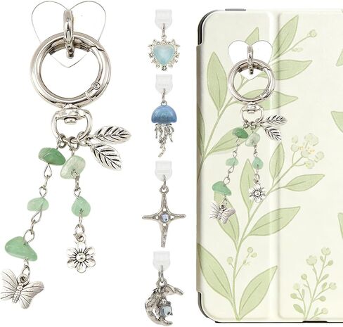 Crystal Phone Charms Chains for E-Reader with 4 Pcs USB C Phone Dust Plug Charm Type C for Earphone E-Reader in Kuwait