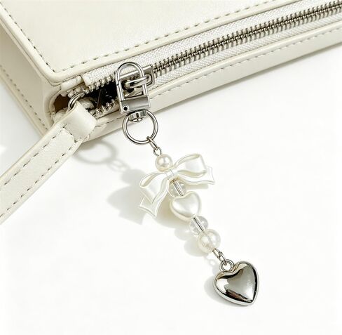 2Pcs Cute Phone Charms Aesthetic Keychain Y2K Bow Pearl Heart Cell Phone Charms Strap Camera Charm Strap Handbag Purse Bag Charm Cellphone Keychains For Women Hanging Pendant Decorations Accessories in Kuwait