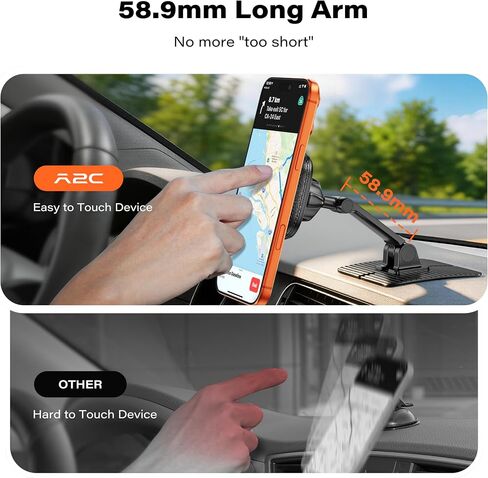 APPS2Car for Magsafe Car Mount, Dual-Axis Adjustable Magnetic Phone Holder for Car with Large 3.15" x 3.15" Adhesive Base, Fit Most Flat & Micro-Curved Dashboard, Compatible for iPhone 12-17 Series in Kuwait