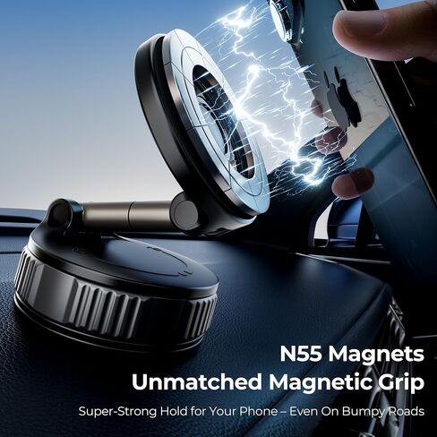 Vacuum Magnetic Suction Phone Holder, 360° Adjustable Suction Cup Phone Mount for Car/Gym/Mirror/Shower, Hands-Free Car Phone Holder, Compatible with iPhone Android and All Smartphones in Kuwait