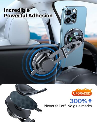 HTU Upgrade for Tesla Phone Mount [Strong Magnet & Foldable] MagSafe Car Mount for Tesla New Model Y Juniper Model 3, 360° Adjustable for Tesla Phone Holder fits for iPhone in Kuwait